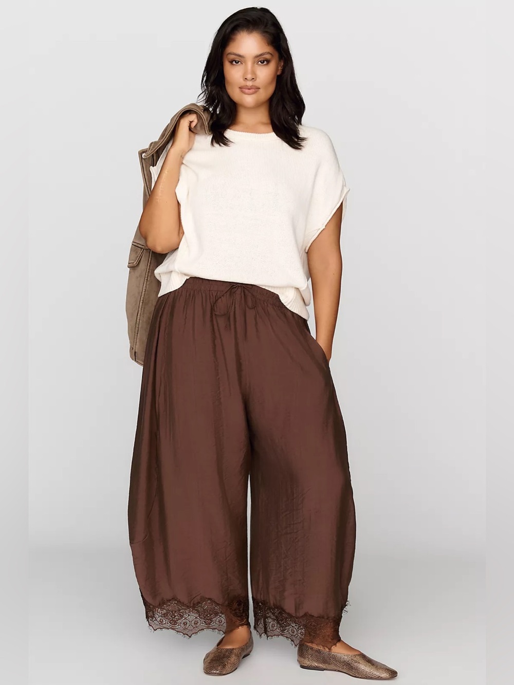 NWT By Anthropologie Reverie Lace Trim Tapered Pants - Picture 8 of 8